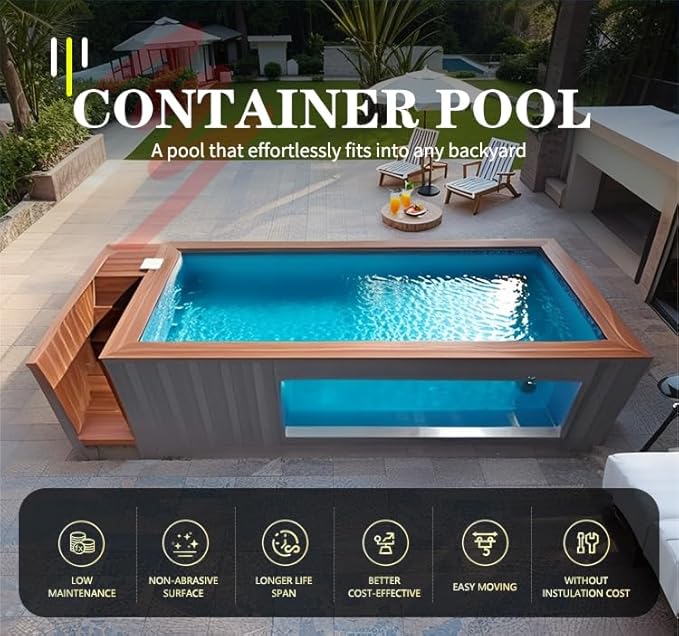 Customizable Portable Shipping Container Swimming Pools Outdoor Modern Swimming Pool for Adults Above-Ground Endless Prefab Pool for Home Backyard Parties, Villa Outdoors & Family Entertainment
