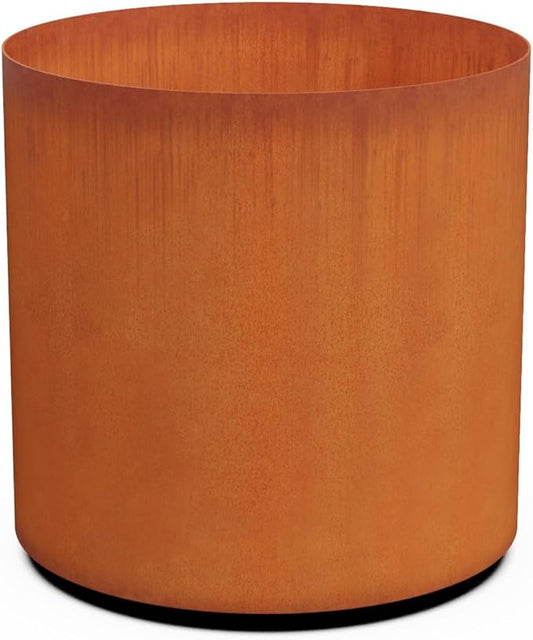 Plantercraft Large Round Planters for Outdoor Plants | 24 Inch Corten Steel Planter for Modern Patio, Deck & Entryway | Heavy Duty Metal Pot for Trees