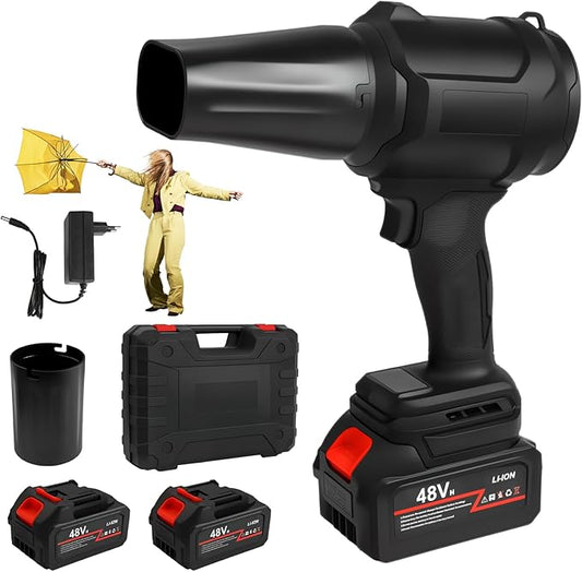 Cordless Leaf Blower, 500000RPM/min Turbo Jet Blower with 2 * 4000mAh Battery, 1200G Thrust 2.8LB Lightweight Handheld Blower for Lawn Care, Home, Car, Garage Cleaning