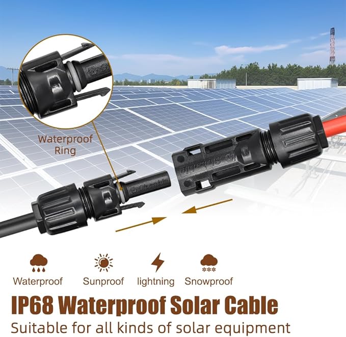 8AWG Solar Panel Extension Cable,1500V IP68 Solar Wire with PV Female and Male Connector, Great for RV, Home, Boat & Solar Panel Systems(20Ft)
