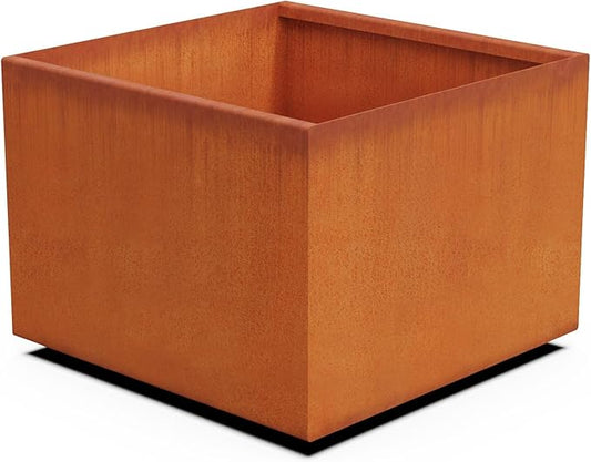PLANTERCRAFT Corten Steel Planter Square Cube Metal Garden Box Heavy Duty | Made in USA | Fully Assembled | Commercial Residental Outdoor