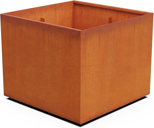 PLANTERCRAFT Corten Steel Planter Square Cube Metal Garden Box Heavy Duty | Made in USA | Fully Assembled | Commercial Residental Outdoor