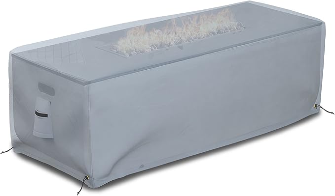 Covers & all Outdoor Rectangular Fire Pit Cover, Rectangle Heavy Duty18 Oz Waterproof UV & Weather Resistant, for Patio Lawn Garden Outside, Air Vents & Drawstrings (48"L x 25"W x 18"H, Gray)