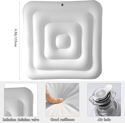 4.4Ft Inflatable Hot Tub Cover,Energy Saving Lid for Square Hot Tub,Outdoor Inflatable Hot Tub,Foldable Protective Rain Overflow Cover for Inflatable Outdoor Hot Tubs