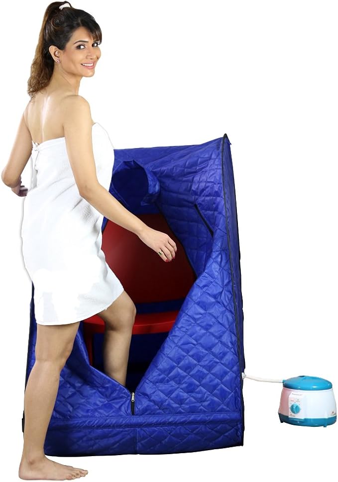 Kawachi Portable Steam Sauna Bath with 1.5L Steam Generator, 750W Power, Blue, Personal Home Spa for Full Body Detox Therapy and Relaxation
