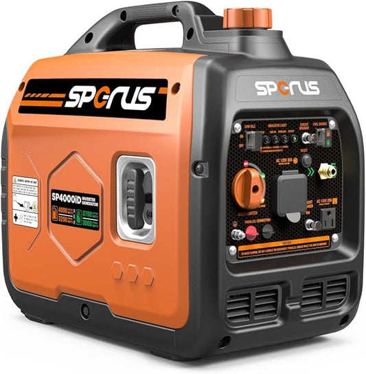 SPERUS Dual Fuel 4000W Portable Gas Generator with Super-quiet & Parallel Capability, RV-Ready, EPA Compliant, Small for Backup Home Use & Camping