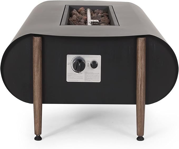 Propane Fire Pit Table, 50" Iron Firepits for Outside, Rectangular Gas Fire Pit for Outside Patio, Propane Fire Table, 50000BTU, Dark Gray