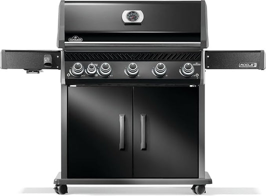 Napoleon Rogue PRO 625 Propane Gas Grill with Infrared Side Burner, Black, Durable 6-Burner Backyard Grill