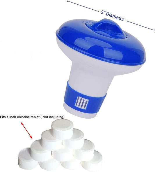 Floating Mini Spa Chemical Dispenser, Chlorine/Bromine Tablet Floater for 1 Inch Tablets, Idea for Spa, Hot Tub &,Fountain, Inflatable & Above-Ground Pools