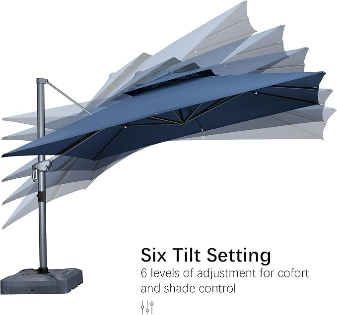 PURPLE LEAF 9' X 12' Double Top Cantilever Patio Umbrella Deluxe Large Outdoor Umbrella Rectangle Offset Umbrella with Fade Resistance for Garden Deck Pool Patio, Ocean Slate