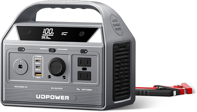 UDPOWER C400 256Wh Portable Power Station | 400W (800W Surge) Pure Sine Wave AC Outlet + PD3.0 USB-C | Solar Generator for Camping, Emergencies, CPAP