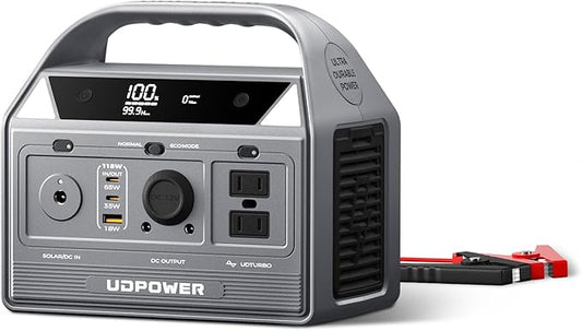 UDPOWER C400 256Wh Portable Power Station | 400W (800W Surge) Pure Sine Wave AC Outlet + PD3.0 USB-C | Solar Generator for Camping, Emergencies, CPAP