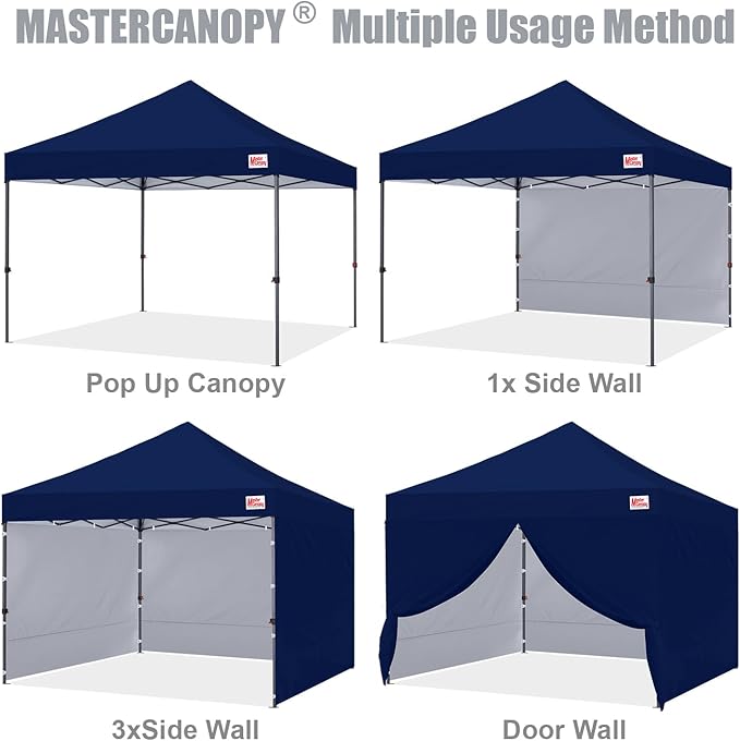 MASTERCANOPY Heavy Duty Pop-up Canopy Tent with Sidewalls (10x10,Navy Blue)