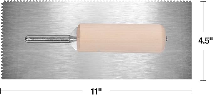 Capitol 115111 Professional Flooring Adhesive Trowel-1/8” x 1/8" x 1/16" Flat-Top V-Notch, Silver/Light Wood