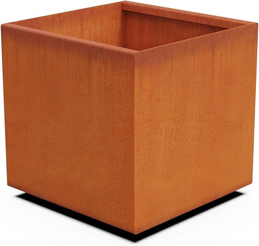 PLANTERCRAFT Corten Steel Planter Square Cube Metal Garden Box Heavy Duty | Made in USA | Fully Assembled | Commercial Residental Outdoor