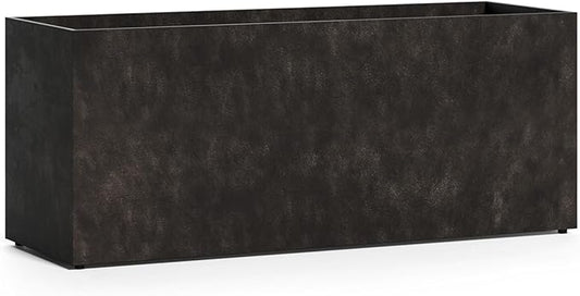 Semplito Grand Wide Rectangle Planter - 59 in x 19.7 in x 23.6 in - Brown Stone