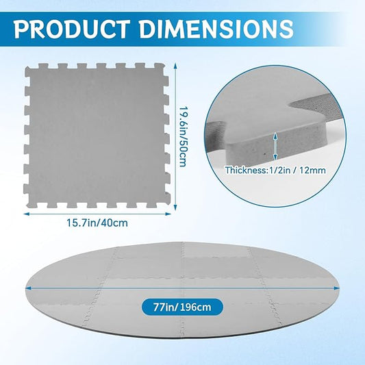 77" Round Hot Tub Mat for Inflatable Tub - 1/2" Extra Thick Non-Slip EVA Foam Spa Pad, Outdoor Hot Tubs Pool Foundation, Camping Game Mat (Easy Clean)