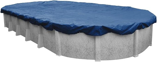 Robelle 15 x 27 ft Professional Blue Winter Oval Pool Cover for Above Ground Pools, 4 ft Overlap (19 x 31 ft Cover Size), Solid 12 x 12 Scrim, 3.7 oz/yd2, 15-Year Warranty, Style: 271527-4