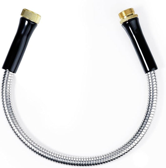 SheeChung Short Garden Hose 2ft x 5/8",Metal Garden Hose for Hose Reel Faucet,Heavy Duty 304 Stainless Steel Metal Leader Hose,Lightweight & Leakproof Water Hose for Outdoor,Yard,Lawn,Male to Female