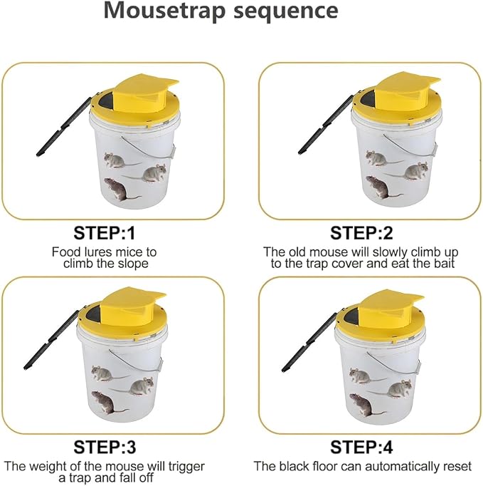Mouse Bucket Trap,Auto Reset Bucket Lid Mouse Trap, Ideal for Indoor and Outdoor Use, Convenient and Practical(2PACK)