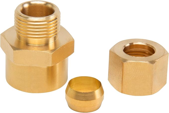 ChillWaves Brass Compression Tube Fitting, 1/8" OD x 1/8" NPT Female Compression Union Connector(10-PACK)