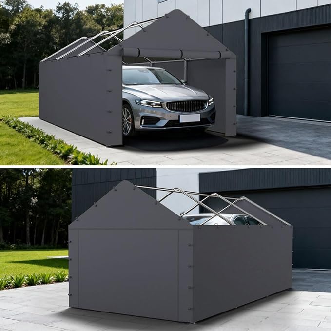 Sidewall Panel with Elastic Ball Bungees, for 10x20 FT or 12x20 FT Garage Party Tent Shelter - Gray, One Sidewall Panel Only