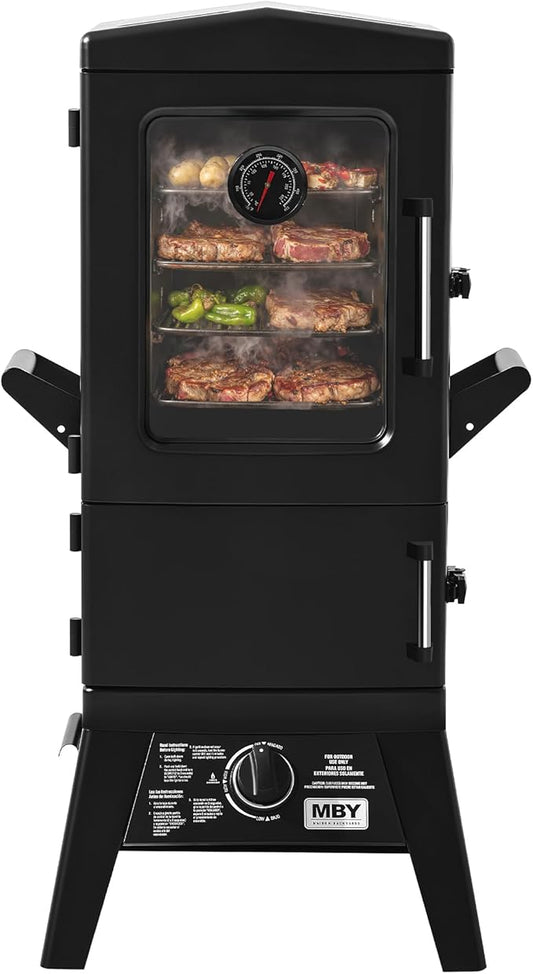 Large Vertical Propane Smoker with Cover & 4 Cooking Grates, Large Cooking Space, Heavy Duty & Weather-Resistant for Outdoor,Smoke Ribs,Brisket,Chicken