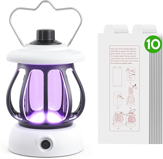 Flying Insect Trap, Fruit Fly Traps for Indoors & Outdoor Rechargeable, Quite Operation Fly Trap (1Device + 7Refills)