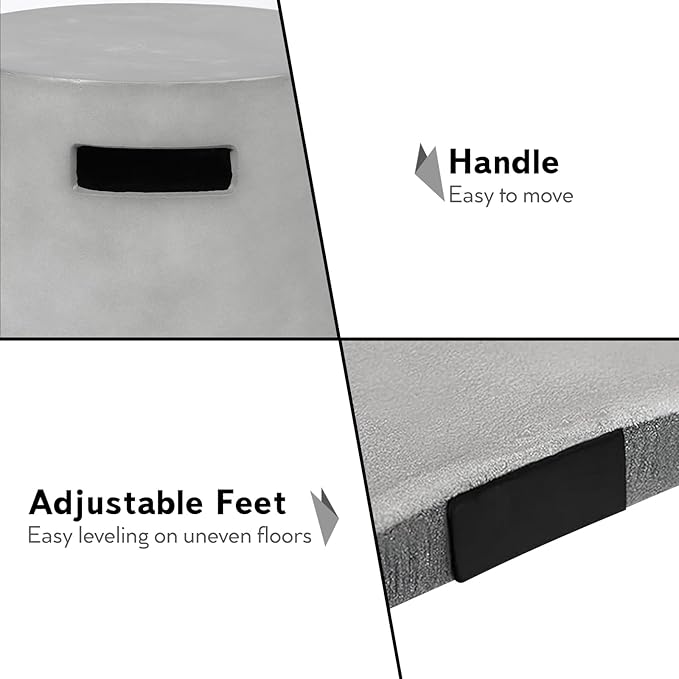 Propane Tank Cover Table, Modern Outdoor Gas Tank Covers, 20LB Concrete Tank Storage Box Hideaway Table for Propane Gas Fire Pit and Round Tank Holder with Handles (Gray) φ16 X 20inch