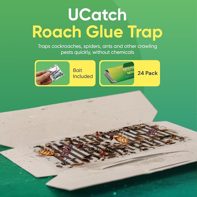 Roach Traps Indoor - 24 Pack Roach Traps | Effective German Roach Killer for Home Infestation - Child and Pet Safe Cockroach Trap Easy-to-Use Glue Traps for Roaches – UCatch