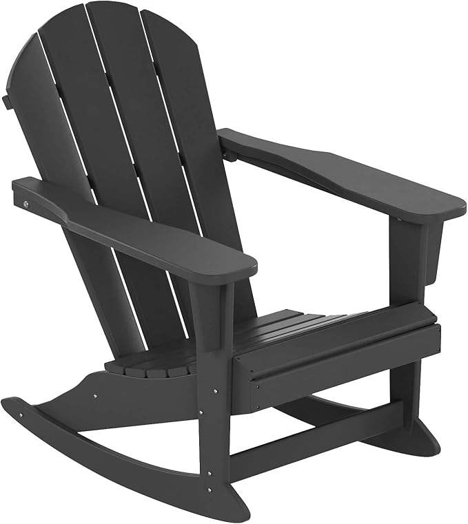 WestinTrends Malibu Outdoor Patio Porch Rocking Adirondack Chair (Set of 4), Gray