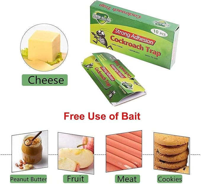 Sticky Insect Products (Sticky Insect Tape and Fly Paper) 20 Roach Traps Killer, Glue Trap, Crawling Bug Spider Cricket Ant Bait Trap Indoor infestation for House Garage, Pet Safe Pest Control