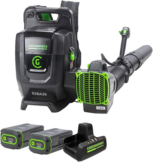 Greenworks 82V Dual Port Backpack Blower, (2) 5.0Ah Batteries + Dual Port Charger