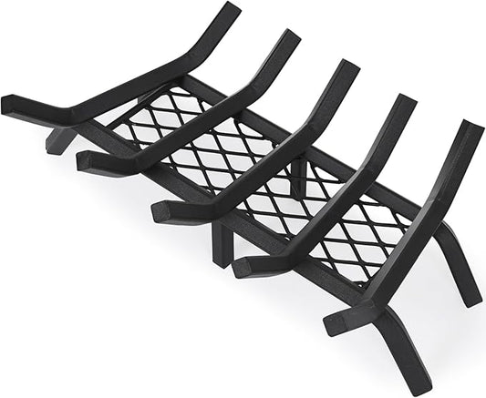G GOOD GAIN Fireplace Grate with Ember Retainer, 20" Heavy Duty Steel Indoor, Chimney Hearth Wood Stove Burning Rack Holder,1/2 Bar Fire Place Asseccories for Outdoor, Fire Pits, Camping.