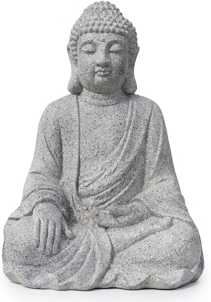 JXNCJXZG Buddha Statue Outdoor Indoor 19.29" Large Sized Buda Zen Decor Sitting Meditating Buddha Statue for Yard Garden Patio Deck Home, Single-Legged Buddha