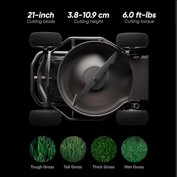 Remote Control Lawn Mower S1 4WD 56V18Ah, Multi-Functions RC Lawn Mower with 1.5-4.3 Inch Cutting Height 21 Inch Real Blade for 75% Slope(37°) with Mowing 1.12 Acres