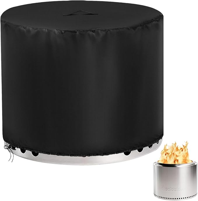 POMER Round Fire Pit Cover for Solo Stove Bonfire 2.0, Heavy Duty Waterproof Outdoor Smokeless Firepit Cover, Small Fire Bowl Outdoor Gas Fire Pit Cover(20" D x 15" H)