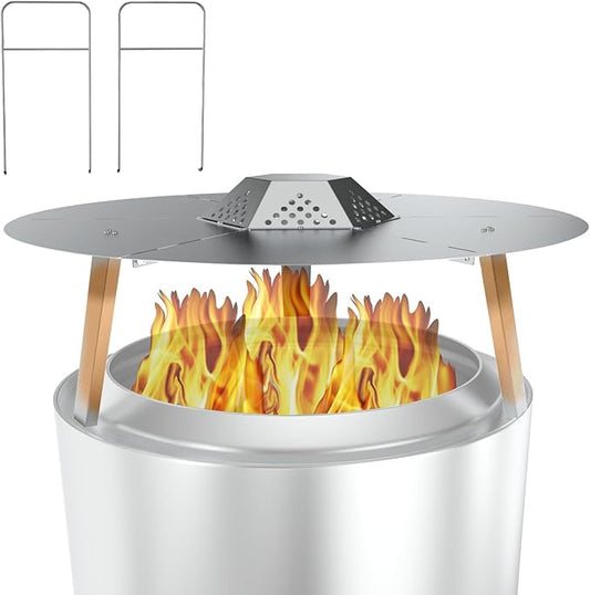 BQMAX FirePit Heat Deflector for Solo Stove Yukon 27", Portable Heat Diffuser with Carrying Handles for Solo Stove Yukon, 27 Inch Stainless Steel Heat Deflector for Solo Stove Yukon Accessory