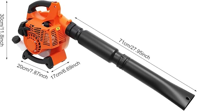 2-Stroke Handheld Leaf Blower, 25.4CC Hand-Pull Gas-Powered Engine Domestic Snow Blower Grass Sweeper Lawn Care Tool, Single-Cylinder Air Cooling for Snow Blowing Yard Cleaning
