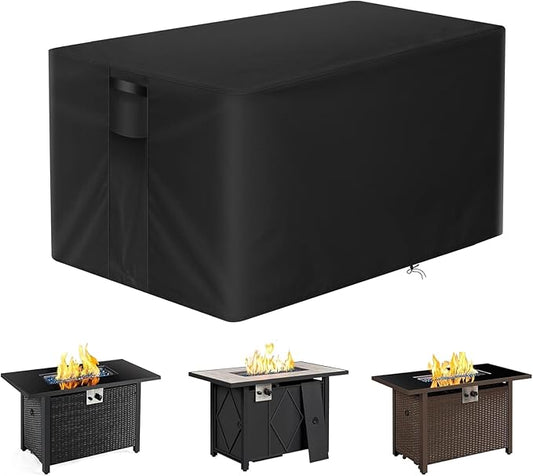 Rectangle Fire Pit Cover,Patio Fire Table Cover Gas Fire Table, Waterproof and Windproof, 45 x 24 x25Inches, Black