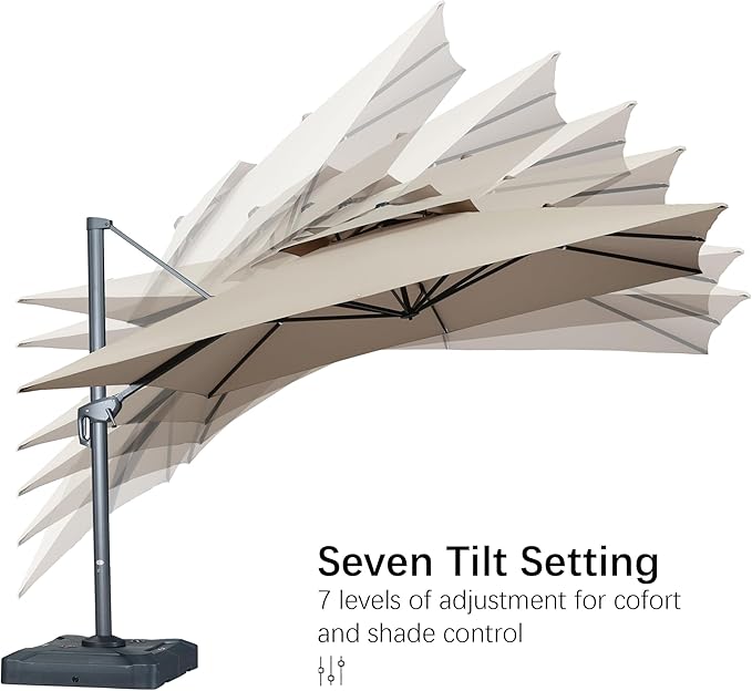 PURPLE LEAF 12 FT Cantilever Umbrella Outdoor Patio Umbrella, Large Offset Square Umbrella, Windproof Heavy Duty Hanging Outside for Patio, Sand Dune