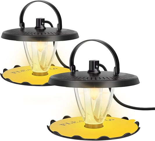 Flea Traps for Inside Your Home,New Bed Bug Trap with Light Refills and Sticky Pads,Electronic Fly Gnat Traps Indoor,Sticky Flea Bombs for Home Indoor(Black, 2 Pack)