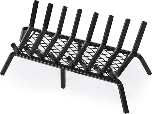 G GOOD GAIN Fireplace Grate with Ember Retainer, 28" Heavy Duty Steel Indoor, Chimney Hearth Wood Stove Rack Holder,1/2 Bar Fire Place Asseccories for Outdoor, Fire Pits, Camping.