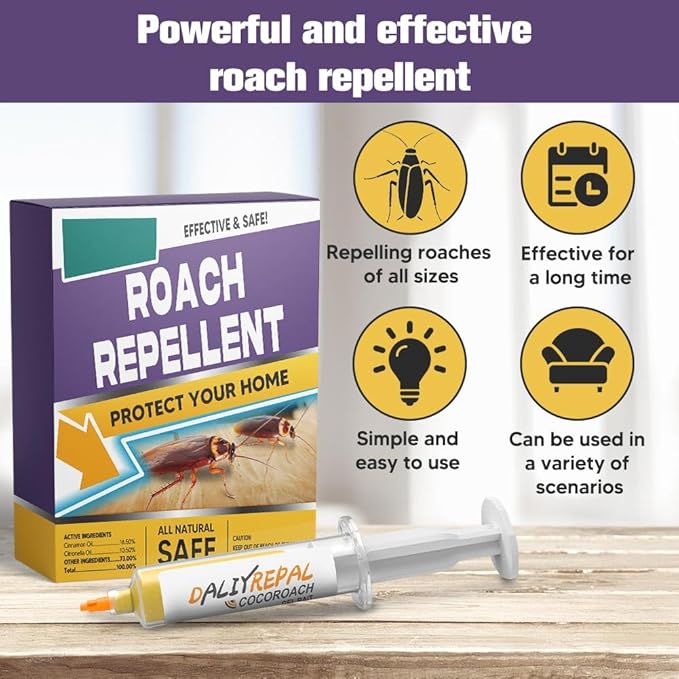 Cockroach Repellent,Natural Roach Repellent, Roach Repellent for Home,Car,Pet and People Safe,Simple to Use -4 Pack