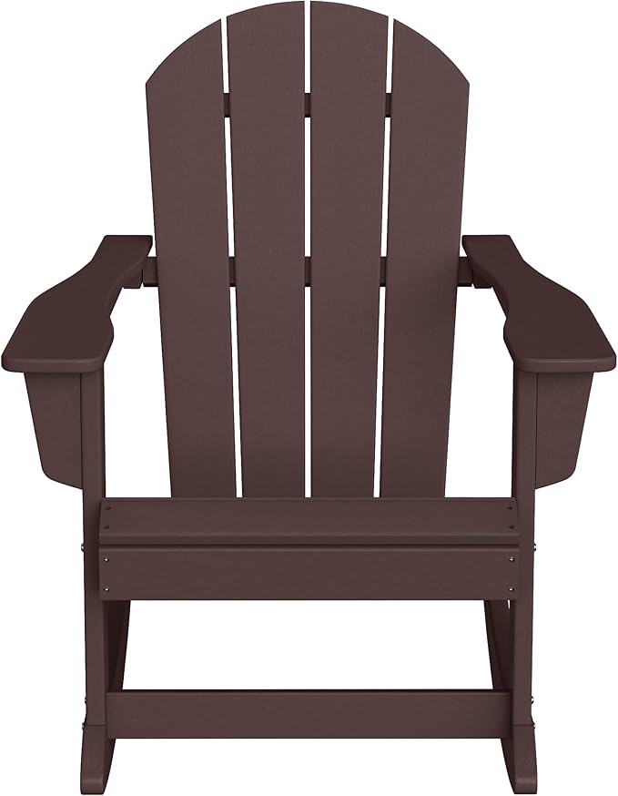 WestinTrends Malibu Outdoor/Patio Poly Adirondack Rocking Chair, Dark Brown