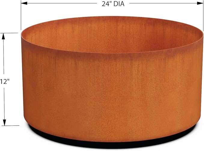 PLANTERCRAFT Corten Steel Metal Planter Box, Round Sizes, Modern Garden Steel planters for Commercial and Residential Outdoor Use.