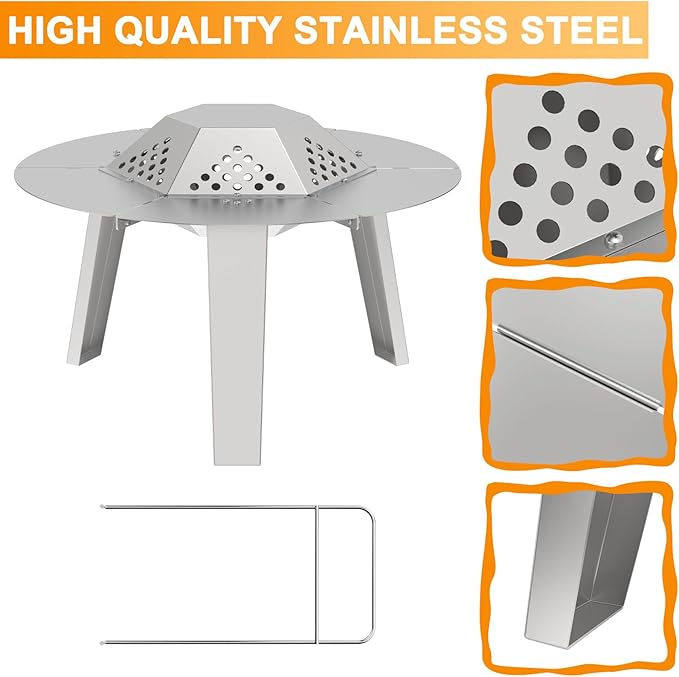 Heat Deflector for Solo Stove Ranger Accessories, Heat Diffuser for Solo Stove Ranger 15" Firepit Captures & Redirects Warmth, 304 Stainless Steel Ranger Heat Deflector with Carrying Handle & 3 Legs