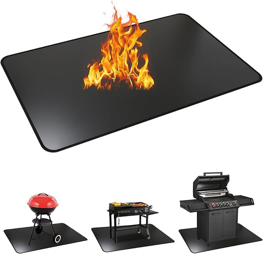 60 x 40 Inches Under Grill Mats for Outdoor Grill, Double-Sided Fireproof, Oil/Waterproof, Heat Resistant Grilling Mat, Fire Pit/Fireplace, Portable BBQ Protector for Decks, Lawns and Patios