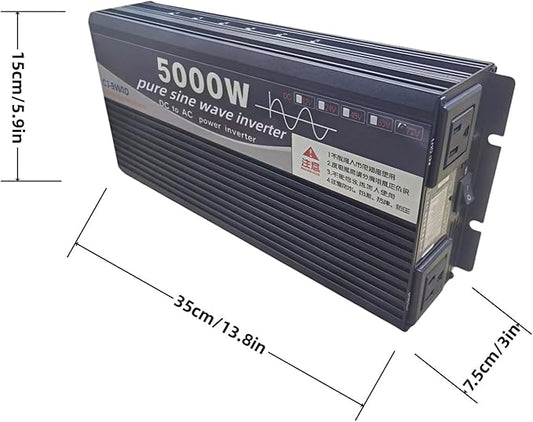 5000W Power Inverter 48V DC to 110V AC Converter with LED Display Dual AC Outlets Dual Fans Radiating for RV, Camp, Boat and Home Emergency Portable Pure Sine Wave Inverter (Smart Screen, 5000W 48V)