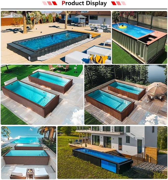 Customizable Portable Shipping Container Swimming Pools Outdoor Modern Swimming Pool for Adults Above-Ground Endless Prefab Pool for Home Backyard Parties, Villa Outdoors & Family Entertainment